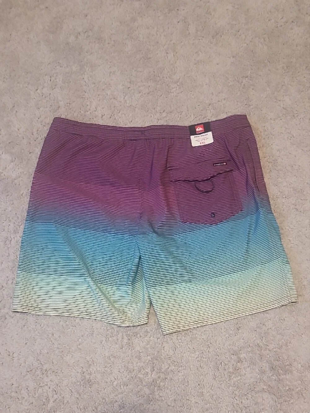Quiksilver Men's Ombre Stripe Boardshorts in Purple, Teal, Cream